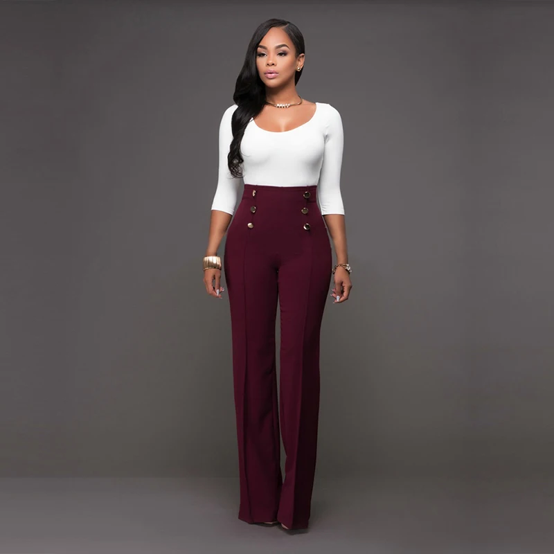 New women's fashion slim personality double-breasted flared trousers in five colors woman pants
New women's fashion slim personality double-breasted flared trousers in five colors woman pants
