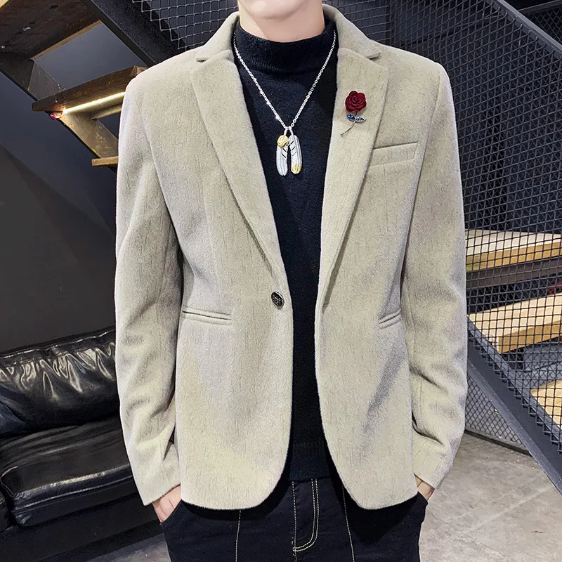 2021 Men's Mink-like Wool Autumn and Winter blazer Youth Slim Fit Leisure blazer
2021 Men's Mink-like Wool Autumn and Winter blazer Youth Slim Fit Leisure blazer