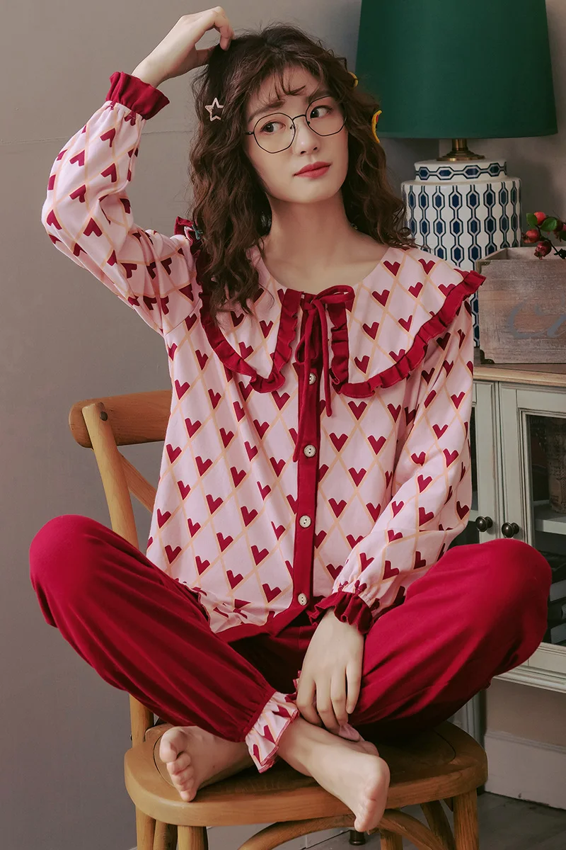 Harajpee Women Pajamas 2021 Spring Autumn Korea Temperament Ladies Lapel Sweet Print Long-Sleeved Princess Style Thin Home Wear
Harajpee Women Pajamas 2021 Spring Autumn Korea Temperament Ladies Lapel Sweet Print Long-Sleeved Princess Style Thin Home Wear