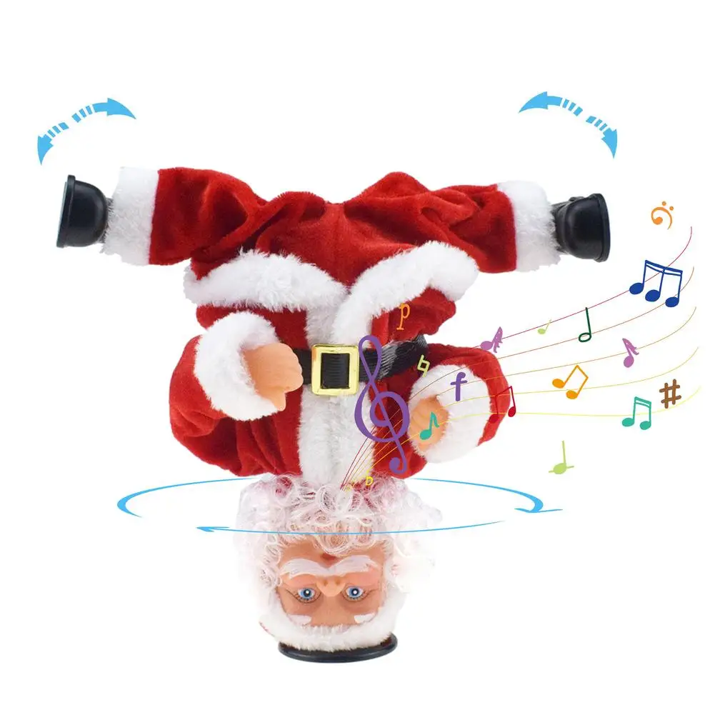 

Электрическая игрушка Санта-Клаус, перевернутая музыкальная Танцующая модель, украшение для вечерние, кукла, милые плюшевые игрушки, Весел...