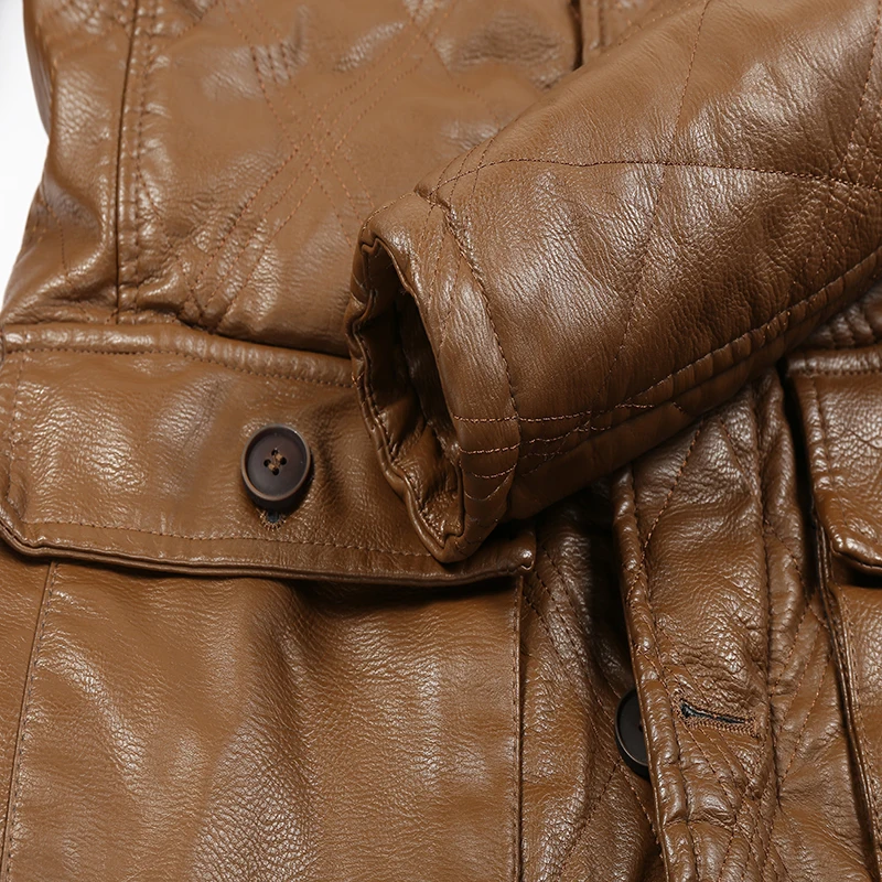 Newest Design Men's Leather Jackets Autumn Winter Fleece Motorcycle Leather Jacket Male Vintage Bomber Jacket Coats 
Newest Design Men's Leather Jackets Autumn Winter Fleece Motorcycle Leather Jacket Male Vintage Bomber Jacket Coats