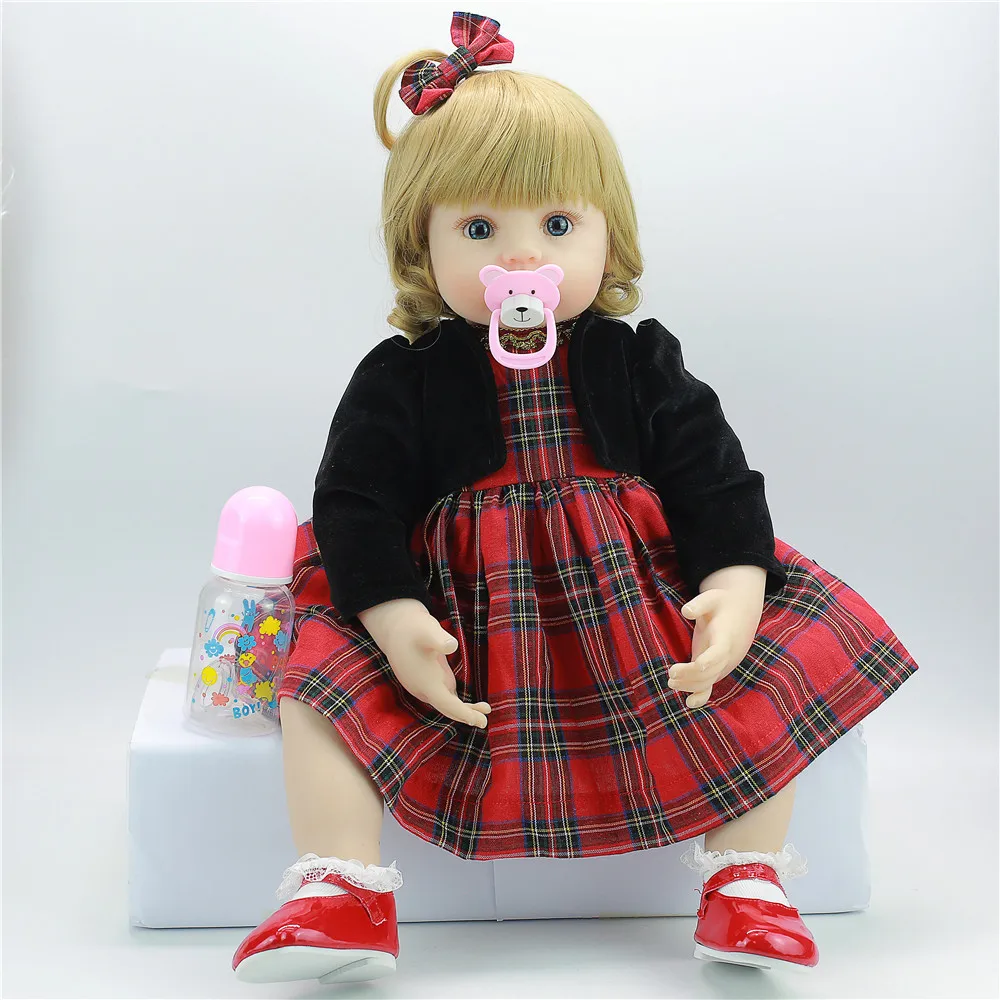 60CM Soft Silicone cloth body girl baby doll Baby Doll toddler Lifelike Babies Reborn Doll in red dress
60CM Soft Silicone cloth body girl baby doll Baby Doll toddler Lifelike Babies Reborn Doll in red dress
