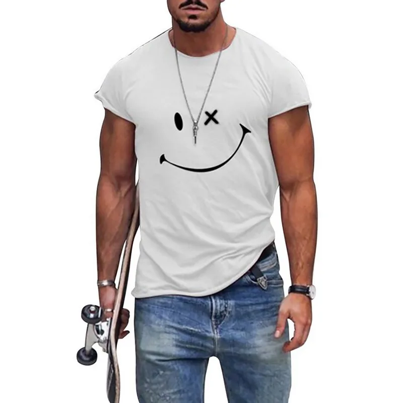 2021 Summer Casual Short Sleeve T-Shirts For Mens Fashion Smiley Face Print O-Neck Pullover Tops Plus Size Male Tee Streetwear
2021 Summer Casual Short Sleeve T-Shirts For Mens Fashion Smiley Face Print O-Neck Pullover Tops Plus Size Male Tee Streetwear