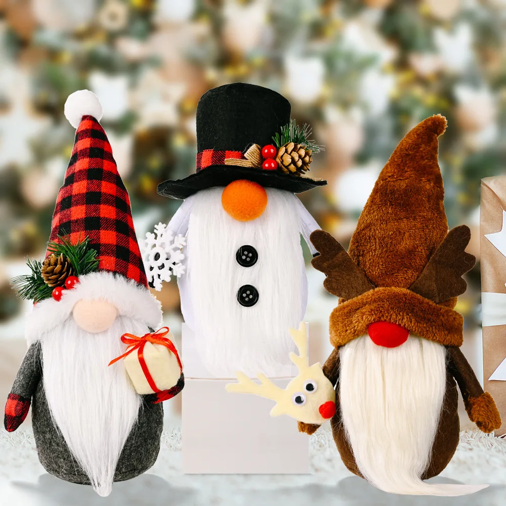 

2022 Creativity New Christmas Gnome Faceless Doll Xmax Antlers Dwarf Ornaments Snowman Merry Christmas Gift for Kids Home Decor