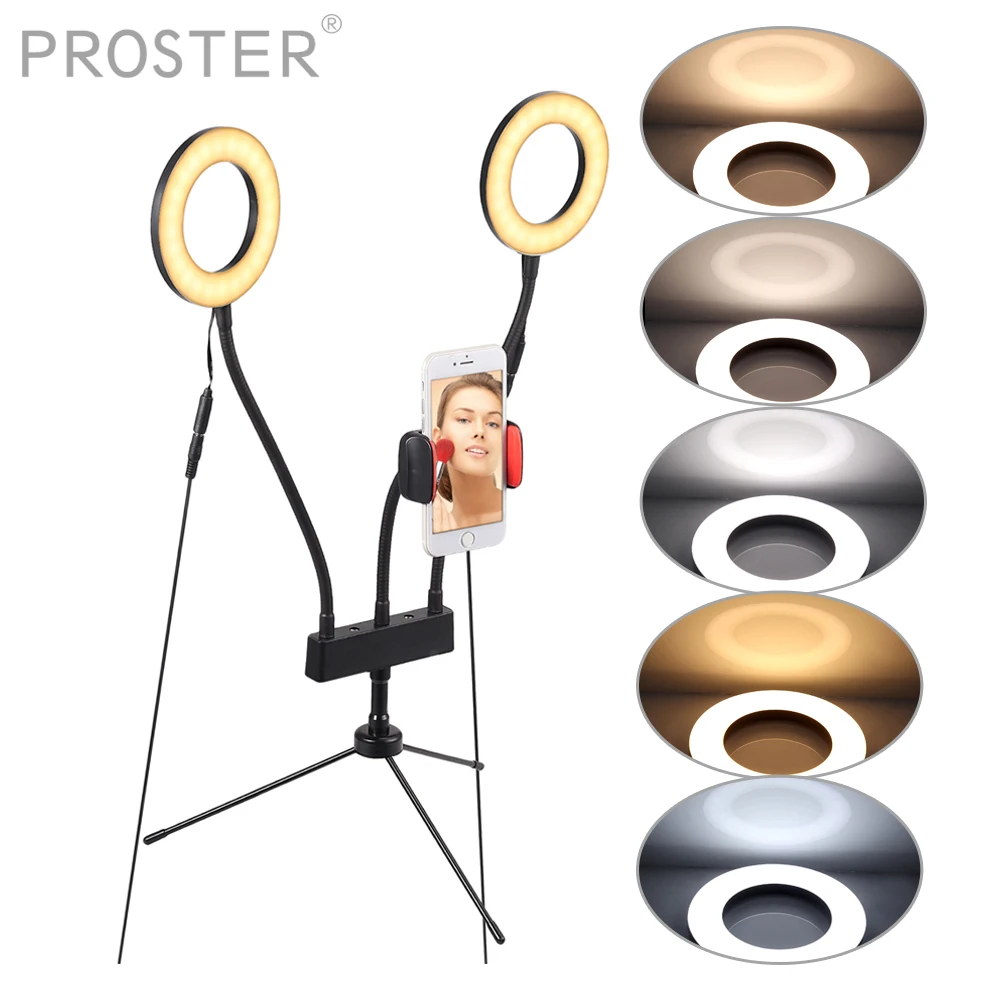 PROSTER 5" Selfie LED Ring Light Makeup Fill Light Phone Camera Ring Lamp With Foldable Tripod For Tik Tok Youtube Video Live
PROSTER 5" Selfie LED Ring Light Makeup Fill Light Phone Camera Ring Lamp With Foldable Tripod For Tik Tok Youtube Video Live