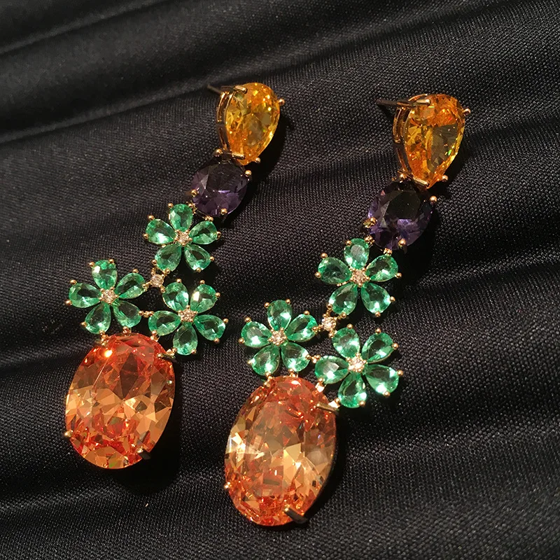 Bohemian Flowers Earrings Long Crystal Water Drop Pendant Earring Europe and America Exaggerated Dangler Brand Jewelry Women
Bohemian Flowers Earrings Long Crystal Water Drop Pendant Earring Europe and America Exaggerated Dangler Brand Jewelry Women