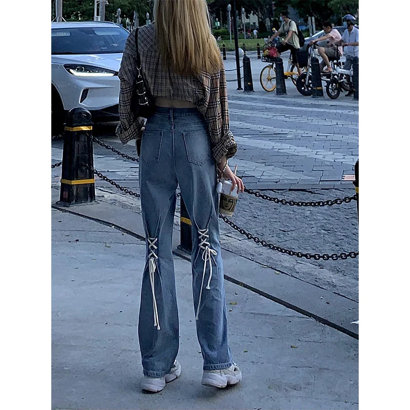 Design Sense Niche Lace-up Jeans Women's Thin Trousers Fashionable Ins High Waist Straight Slimming Wide Leg Jum
Design Sense Niche Lace-up Jeans Women's Thin Trousers Fashionable Ins High Waist Straight Slimming Wide Leg Jum
