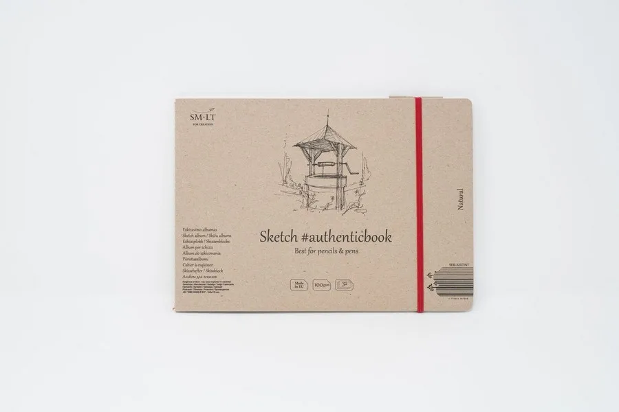 Скетчбук SM LT Natural #authenticbook 24 5x18 cм 32л 100 г/м2 белый сшивка|Бумага для рисования| |