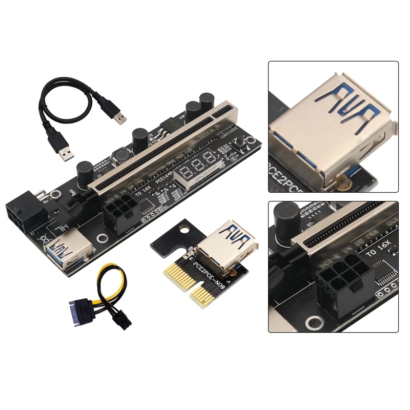 PCIE Riser 1X до 16X Графический удлинитель с датчиком температуры для Биткоин графического процессора майнинга карта адаптера
PCIE Riser 1X до 16X Графический удлинитель с датчиком температуры для Биткоин графического процессора майнинга карта адаптера