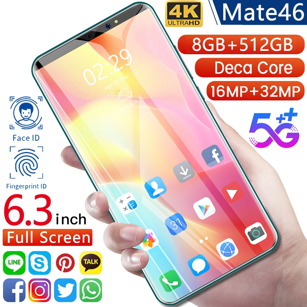 Mate46 6.3 inch 5G Rugged Mobile Phone Android 10 5000Mah Fast Charge 32MP Mobile Phone Wireless 1511 Box Speaker Face ID Phone
Mate46 6.3 inch 5G Rugged Mobile Phone Android 10 5000Mah Fast Charge 32MP Mobile Phone Wireless 1511 Box Speaker Face ID Phone