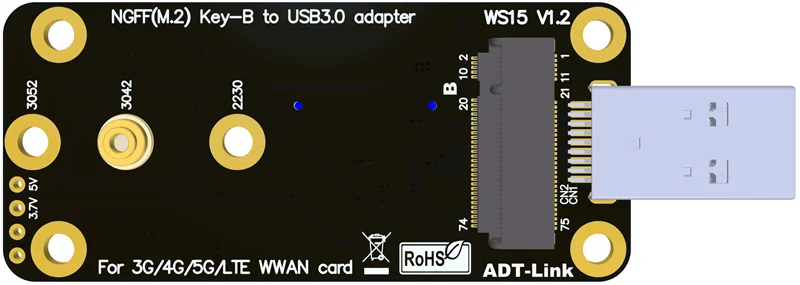 ADT-WS15 M.2 ключ B к USB 2042 тип A адаптер для 3G/4G/5G/LTE/CDMA/ 2G GSM/ GPRS HSPA HSDPA HSUPA GPS UMTS EDGE 3042 3052 |