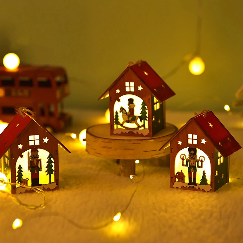 Christmas LED Light Wooden Nutcracker House Luminous Cabin Christmas Decorations for Home Xmas Tree Ornaments Kids Gift New Year
Christmas LED Light Wooden Nutcracker House Luminous Cabin Christmas Decorations for Home Xmas Tree Ornaments Kids Gift New Year
