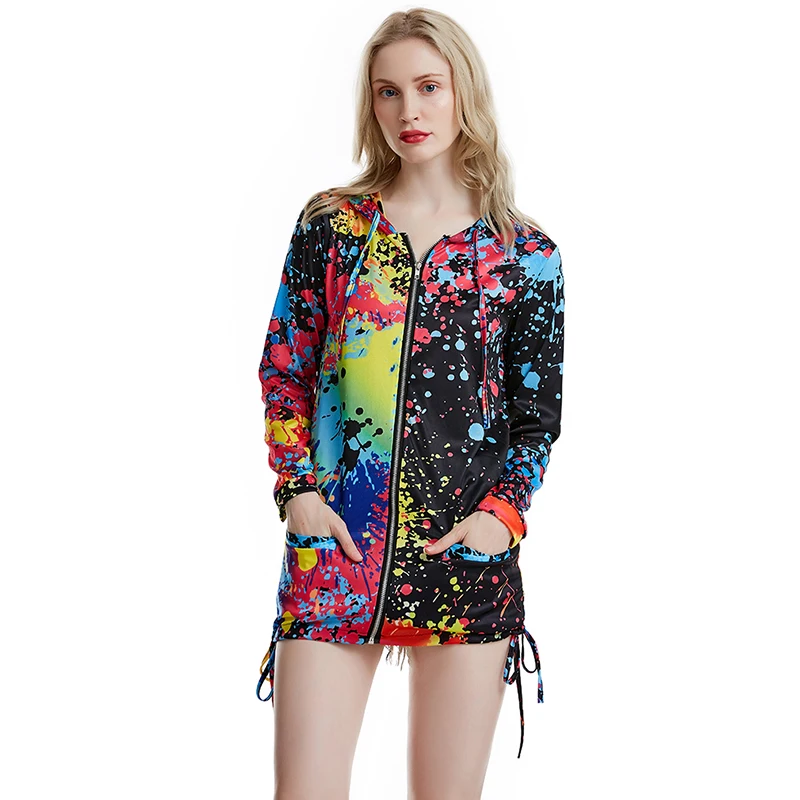 Куртка женская с длинным рукавом, пиджак в стиле Харадзюку с разноцветным принтом, Байкерская верхняя одежда, весна-осень 
Куртка женская с длинным рукавом, пиджак в стиле Харадзюку с разноцветным принтом, Байкерская верхняя одежда, весна-осень
