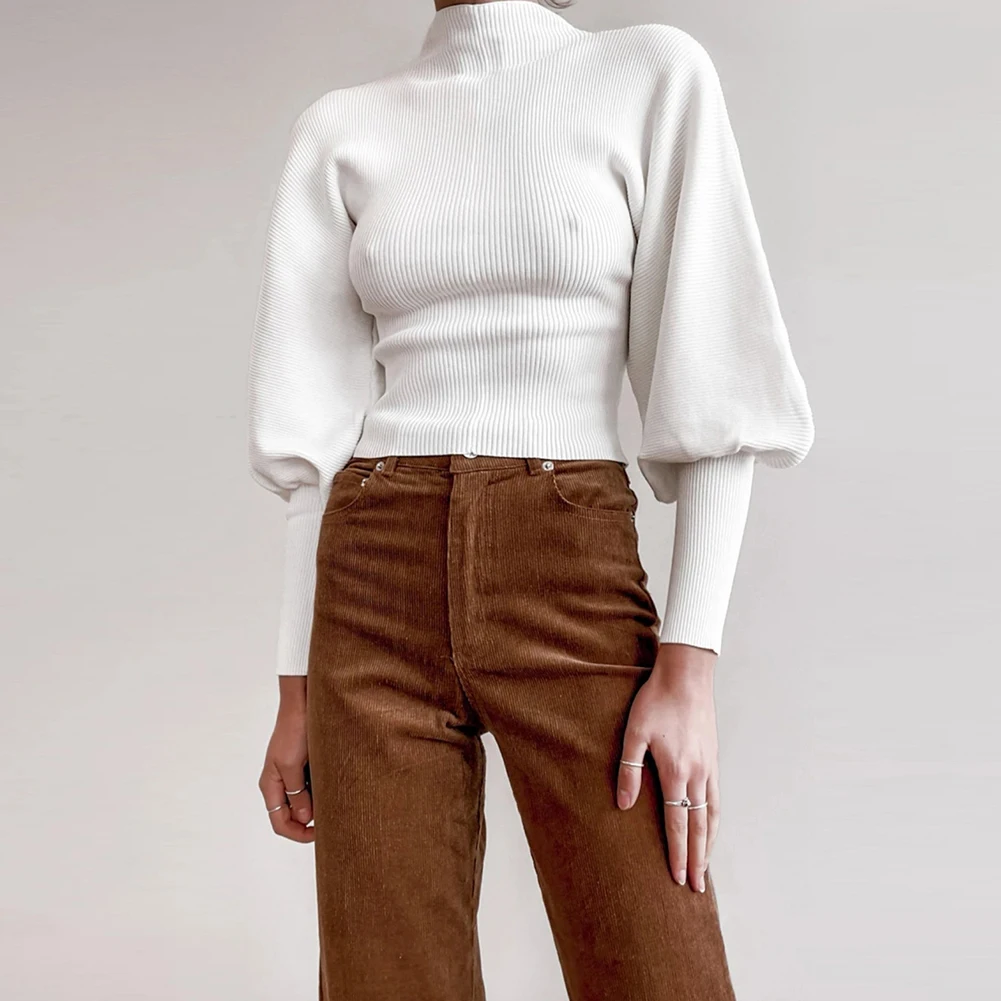 Women Sweater Long Sleeves Solid Color Lantern Sleeve Autumn Pullover Sweater Half High Collar Streetwear Casual Women Tops
Women Sweater Long Sleeves Solid Color Lantern Sleeve Autumn Pullover Sweater Half High Collar Streetwear Casual Women Tops