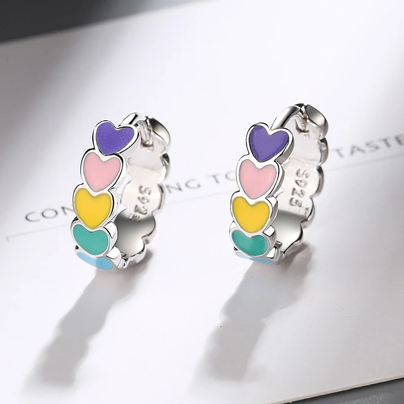 Genuine S925 Sterling Silver Earrings, Round Epoxy Rainbow Love Earrings Ladies Strap Jewelry Gift
Genuine S925 Sterling Silver Earrings, Round Epoxy Rainbow Love Earrings Ladies Strap Jewelry Gift