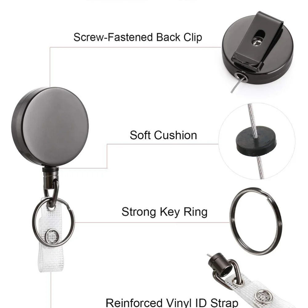 2pcs Retractable Metal Badge Clips with PVC Straps for ID Cards Badge Holders Name Tags Work Badges Accessories (Black)
2pcs Retractable Metal Badge Clips with PVC Straps for ID Cards Badge Holders Name Tags Work Badges Accessories (Black)