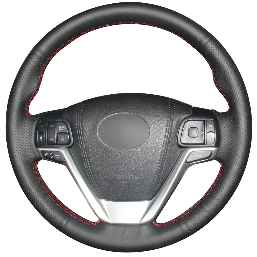 Черный кожаный чехол для Toyota Highlander 2015 2016 2017 Sienna 2017|car steering wheel cover|steering coverwheel cover |