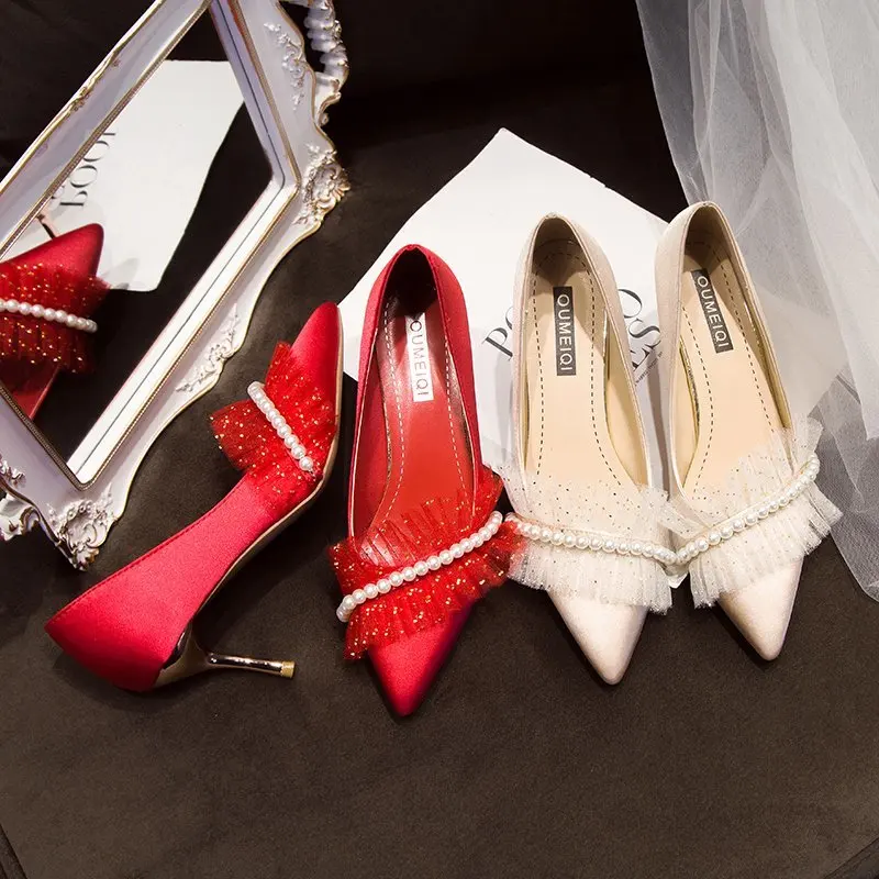 Rimocy Red Silk Pearl Pumps Women Sexy Mesh Pointed Toe Metal Thin Heels Shoes Woman Slip on Elegant Party Wedding Shoes Ladies
Rimocy Red Silk Pearl Pumps Women Sexy Mesh Pointed Toe Metal Thin Heels Shoes Woman Slip on Elegant Party Wedding Shoes Ladies
