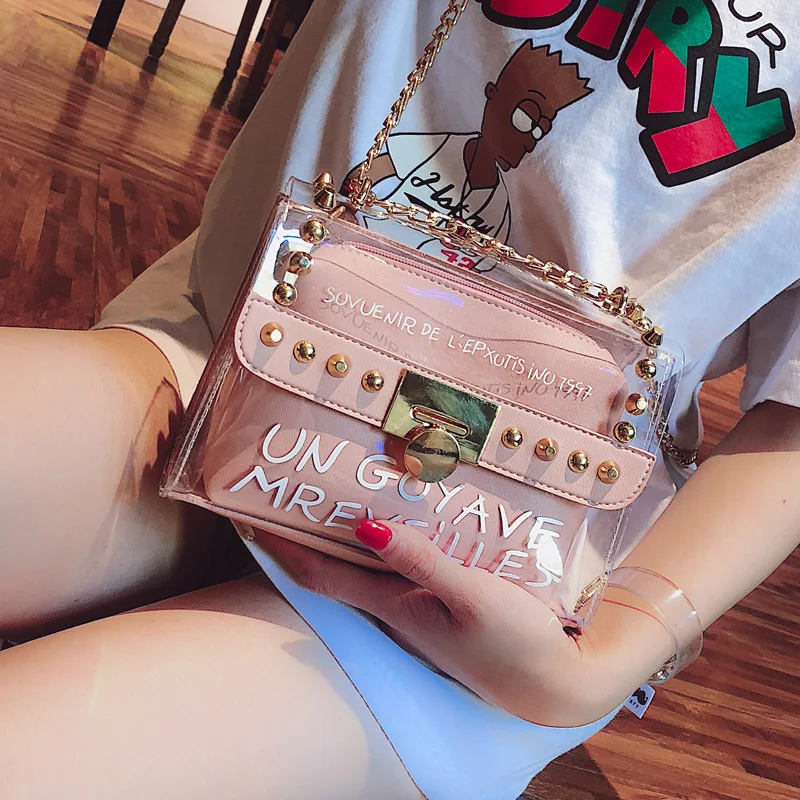 2020 Summer Fashion New Handbag High quality PVC Transparent Women bag Sweet Printed Letter Square Phone bag Chain Shoulder #23
2020 Summer Fashion New Handbag High quality PVC Transparent Women bag Sweet Printed Letter Square Phone bag Chain Shoulder #23