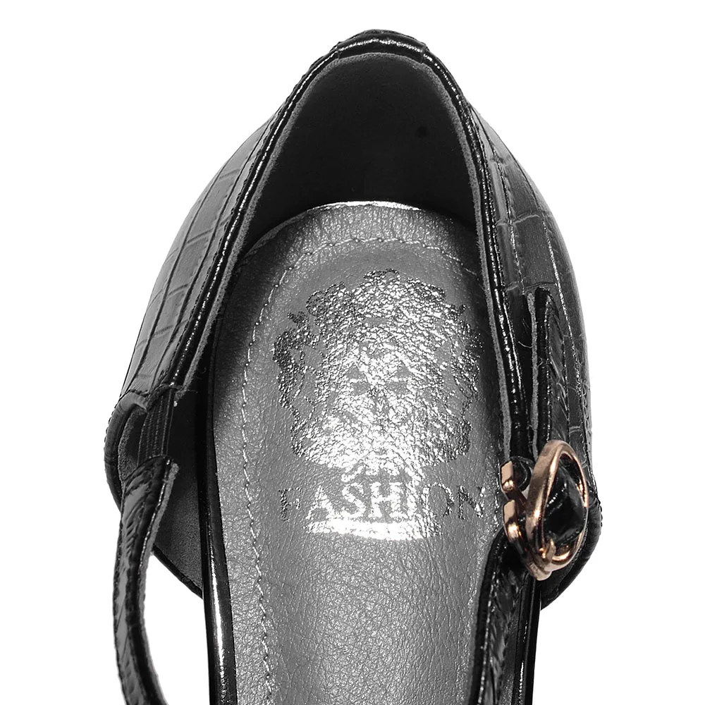 Женские босоножки с ремешком на щиколотке черные модельные туфли из коровьей