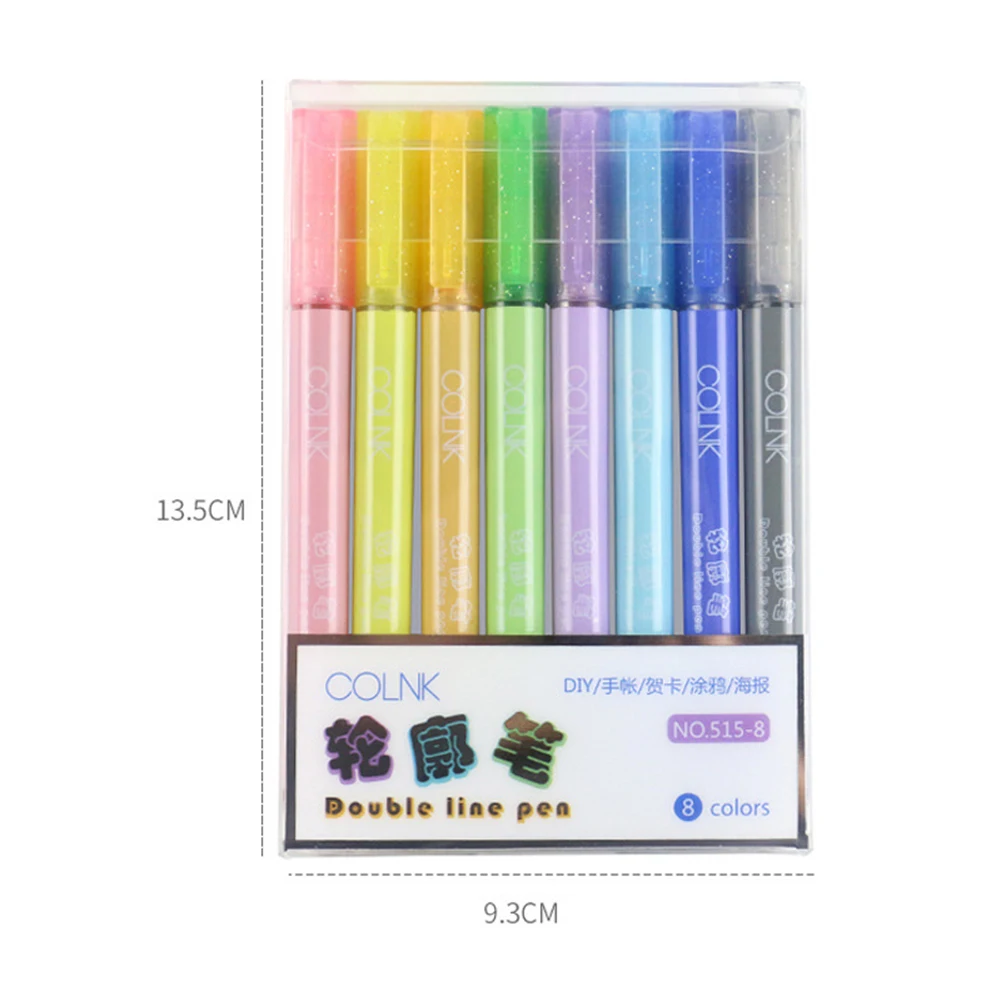 8 Color Double Line Outline Pen Highlighter Marker Pen for Card Writing Drawing DJA99
8 Color Double Line Outline Pen Highlighter Marker Pen for Card Writing Drawing DJA99