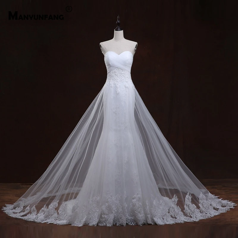 Real Photo Strapless Embroidery Appliques Tulle Chapel Train Mermaid Wedding Dress Custom Made Sleeveless Button Bridal Gown
Real Photo Strapless Embroidery Appliques Tulle Chapel Train Mermaid Wedding Dress Custom Made Sleeveless Button Bridal Gown