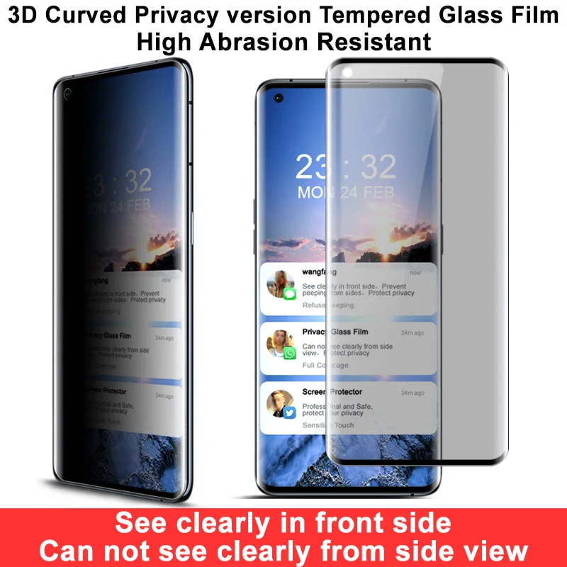

Защитное стекло IMAK Для OPPO Find X3 Pro, защита для экрана, защита конфиденциальности, 3D изогнутое закаленное стекло для OPPO Find X3, полное покрытие