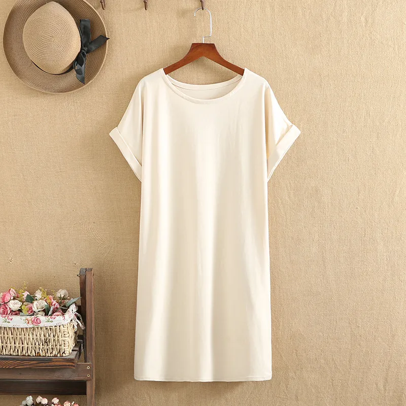 Large Size Dresses O-Neck Short Sleeves Knitted Cotton Stretch Fabric Knee Length Dress Plus Size Solid Color Summer Dresses
Large Size Dresses O-Neck Short Sleeves Knitted Cotton Stretch Fabric Knee Length Dress Plus Size Solid Color Summer Dresses