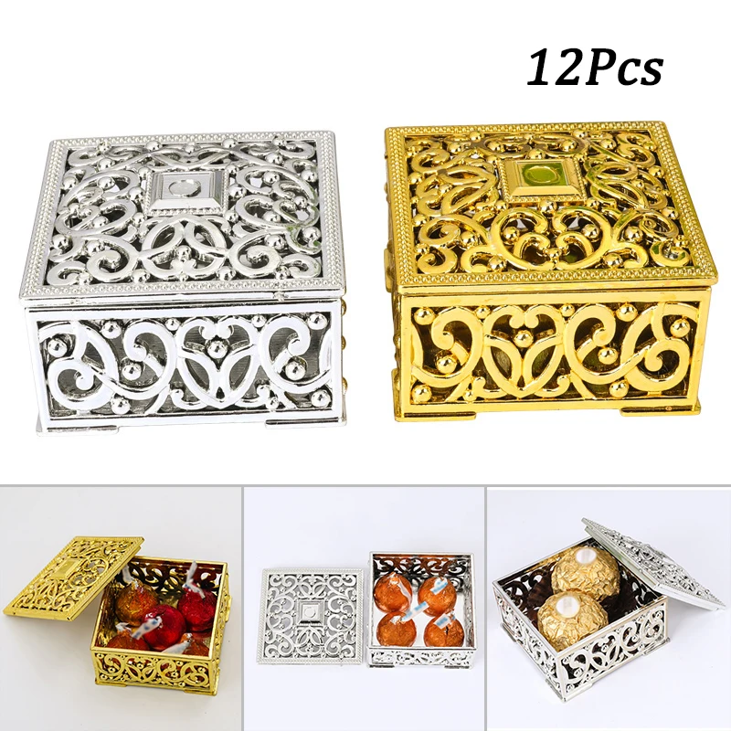 12 Pcs Candy Box Gold Silver Creative Plastic Hollow Square Mini Candy Box For Wedding 6*6*3.2cm Gift Box Gift Wrap Storage
12 Pcs Candy Box Gold Silver Creative Plastic Hollow Square Mini Candy Box For Wedding 6*6*3.2cm Gift Box Gift Wrap Storage
