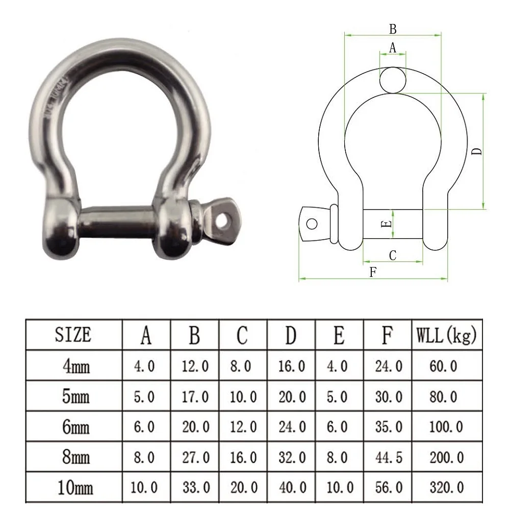 5PCS 304 Stainless Steel Safety Screw Pin Anchor Bow Shackle 4mm To 10mm Rigging Hardware Large Shackles For Survival Bracelets
5PCS 304 Stainless Steel Safety Screw Pin Anchor Bow Shackle 4mm To 10mm Rigging Hardware Large Shackles For Survival Bracelets