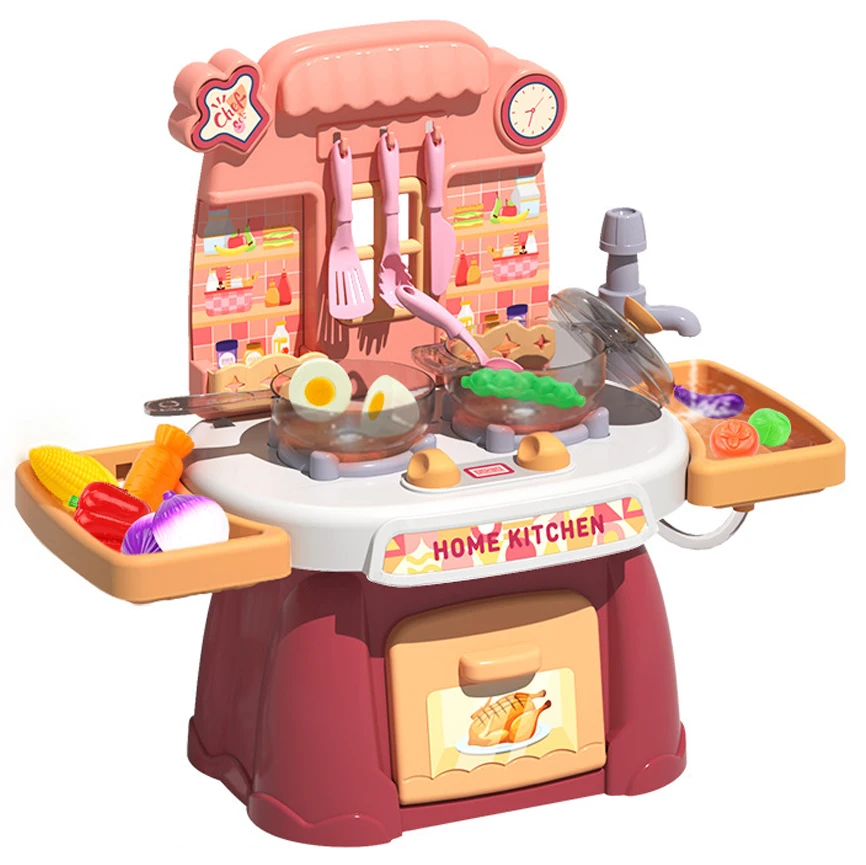 

Детский игровой домик, набор игрушек для кухни со звуковыми и световыми эффектами, миниатюрная посуда для приготовления риса для девочек и ...