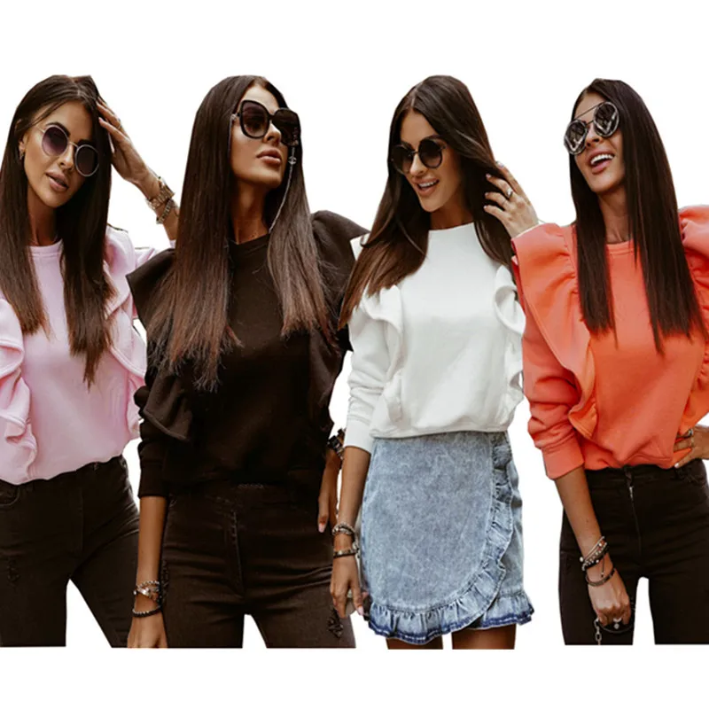 Bikoles Winter New Fashion Casual Loose Solid O Neck Long Sleeve Women's Sweatshrt Tops Patchwork Ruffle Ladies Basic Clothing
Bikoles Winter New Fashion Casual Loose Solid O Neck Long Sleeve Women's Sweatshrt Tops Patchwork Ruffle Ladies Basic Clothing
