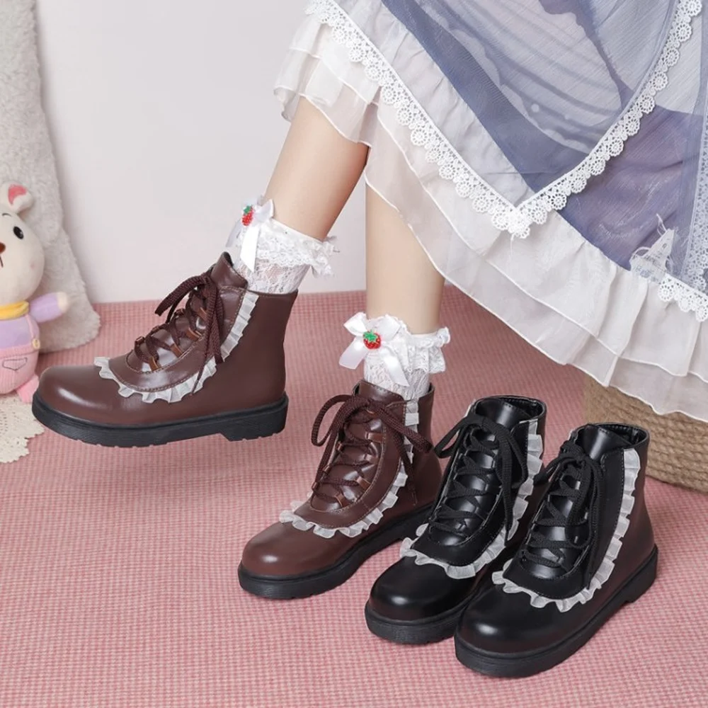 OEING Womens Round Toe Lace Ankle Boots Low Heel Shoes Thick Lolita Sweet Warm Winter Cosplay X-mas Gift Size 30-43
OEING Womens Round Toe Lace Ankle Boots Low Heel Shoes Thick Lolita Sweet Warm Winter Cosplay X-mas Gift Size 30-43