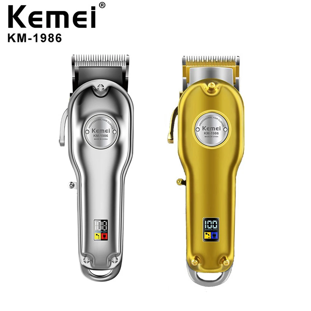 Kemei цельнометаллическая машинка для стрижки волос профессиональная с ЖК