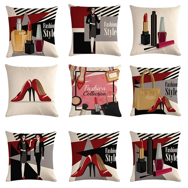 45*45cm Lady Lipstick High Heels Cushion Cover Cotton Linen Throw Pillow Cover Car Home Decor Decorative Pillowcase
45*45cm Lady Lipstick High Heels Cushion Cover Cotton Linen Throw Pillow Cover Car Home Decor Decorative Pillowcase