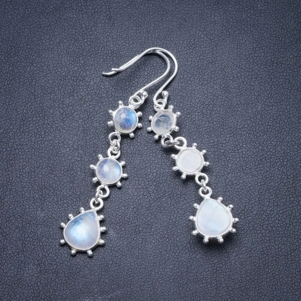 Natural Rainbow Moonstone Handmade Unique 925 Sterling Silver Earrings 2 1/4" Y2252
Natural Rainbow Moonstone Handmade Unique 925 Sterling Silver Earrings 2 1/4" Y2252