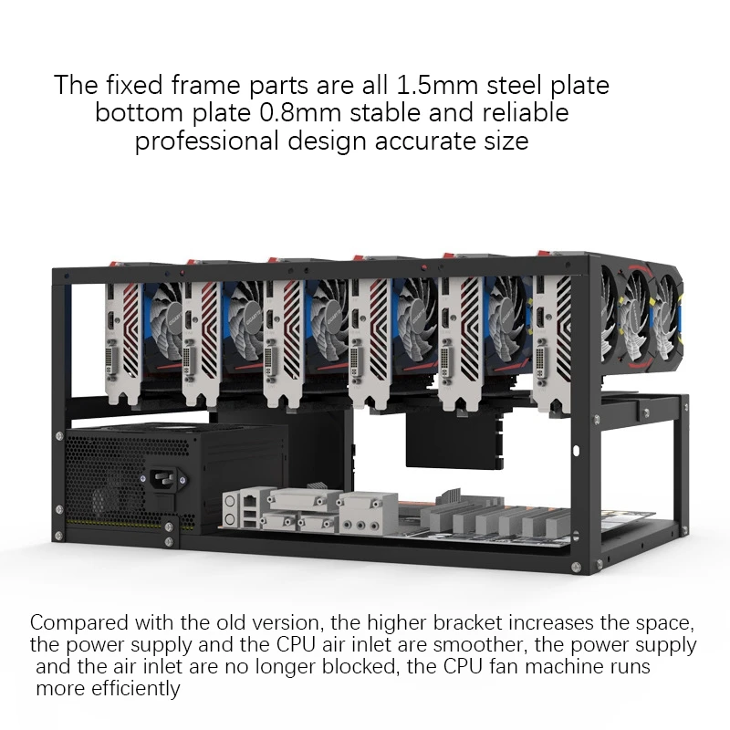 Open Mining Rig Frame Mining ETH/ETC/ZEC Ether Accessories Tools for 6 GPU 8 GPU Crypto Coin Bitcoin Rack