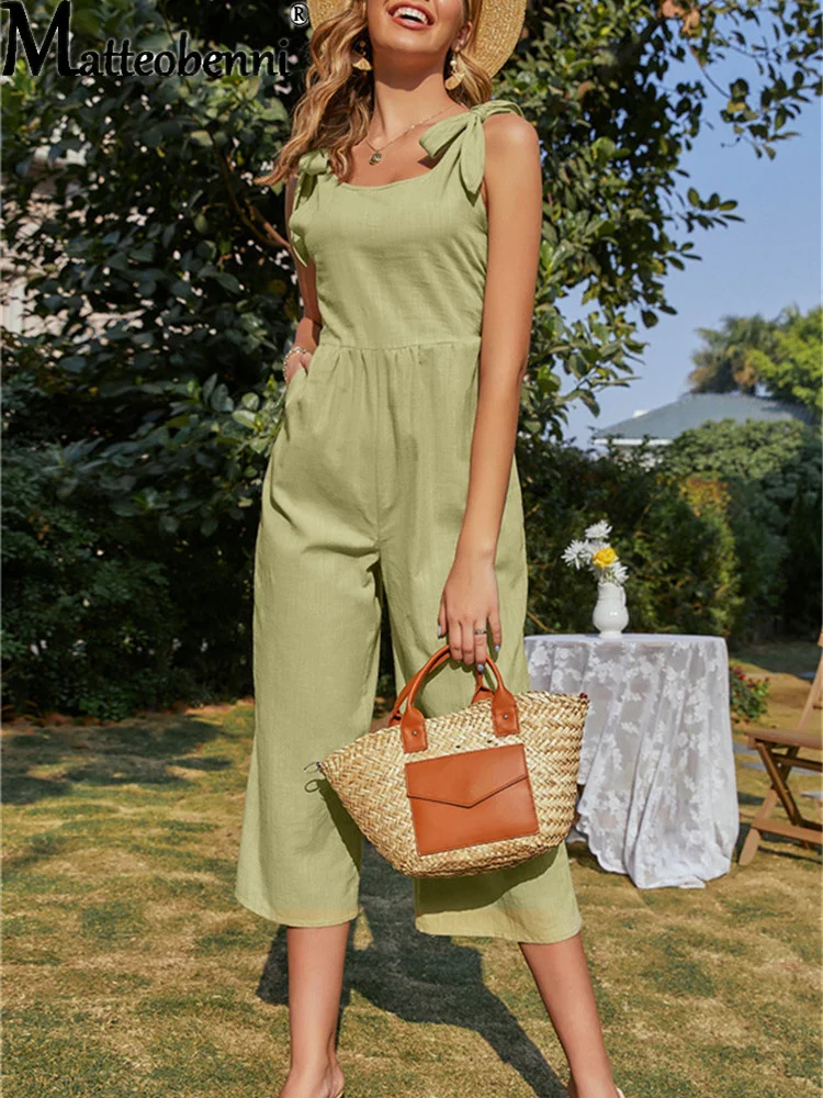 Women Rompers 2021 Summer New Ladies Casual Clothes Loose Linen Cotton Jumpsuit Sleeveless Backless Playsuit Trousers Overalls
Women Rompers 2021 Summer New Ladies Casual Clothes Loose Linen Cotton Jumpsuit Sleeveless Backless Playsuit Trousers Overalls