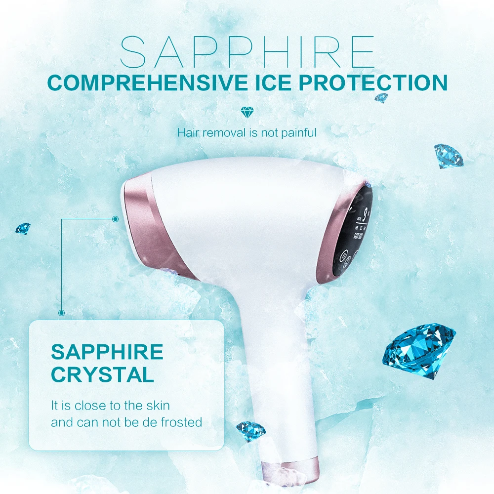 New Tech 9Gears Sapphire ICE IPL Hair Removal Device 60W Women Electirc Epilator Laser photoepilator Painless for Whole Body
New Tech 9Gears Sapphire ICE IPL Hair Removal Device 60W Women Electirc Epilator Laser photoepilator Painless for Whole Body