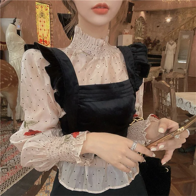 Vintage 2021 Spring Autumn women Blouse Polka Dot Shirt French Style Mujer ladies top Blouse
Vintage 2021 Spring Autumn women Blouse Polka Dot Shirt French Style Mujer ladies top Blouse