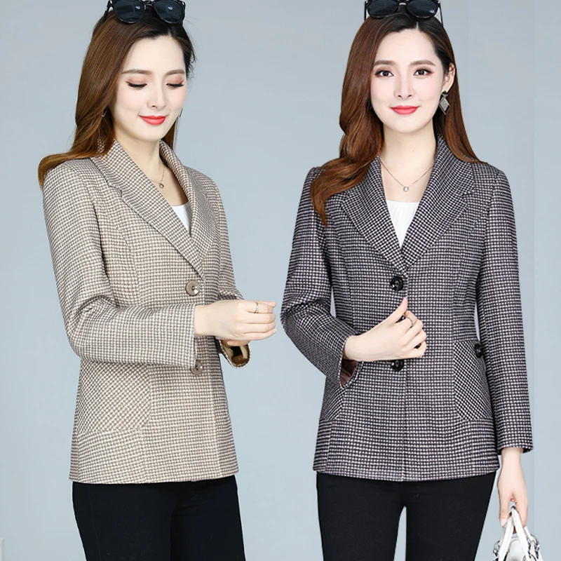 Houndstooth Jackets Women Fashion Pockets Suit Coats Ladies Elegant Long Sleeve Single-breasted Plus size Jackets Tops Female
Houndstooth Jackets Women Fashion Pockets Suit Coats Ladies Elegant Long Sleeve Single-breasted Plus size Jackets Tops Female