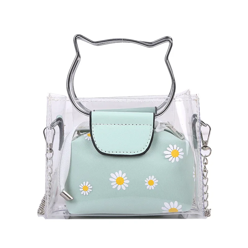 Summer Women Bag New 2021 Popular High-Grade Transparent Jelly Messenger Bag Daisy Mother and Child clutch bags for women
Summer Women Bag New 2021 Popular High-Grade Transparent Jelly Messenger Bag Daisy Mother and Child clutch bags for women