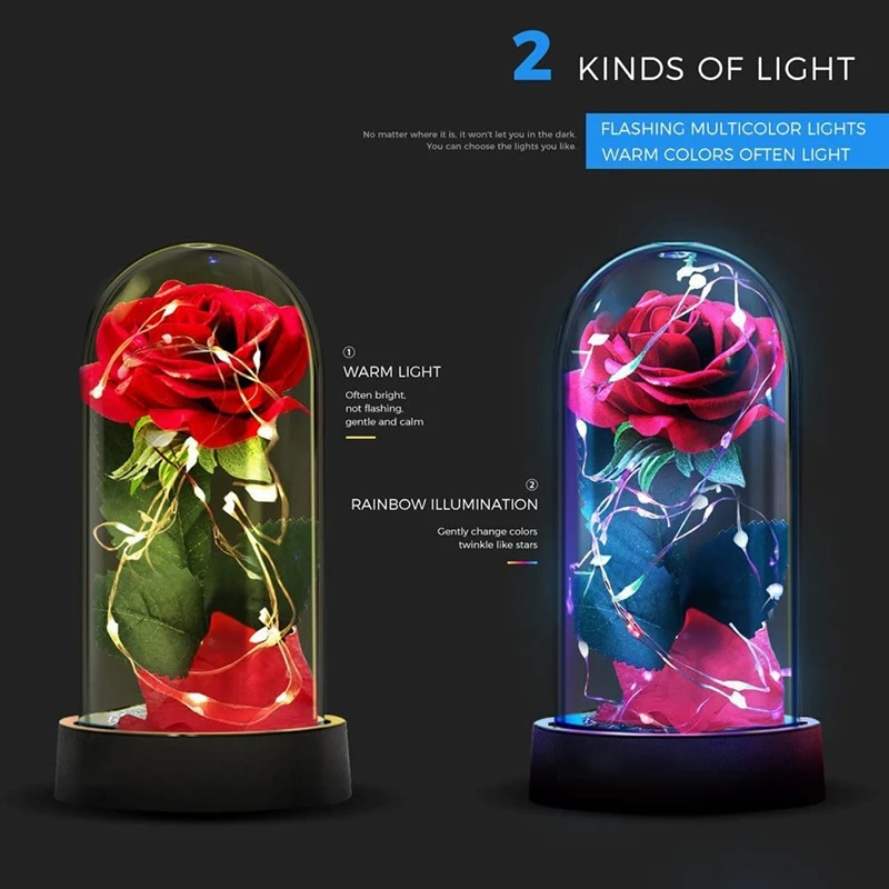 Rose Flower That Lasts Eternal Forever Preserved Flower in Glass Dome Lights for Valentine's Mother's Day Birthday Gifts
Rose Flower That Lasts Eternal Forever Preserved Flower in Glass Dome Lights for Valentine's Mother's Day Birthday Gifts