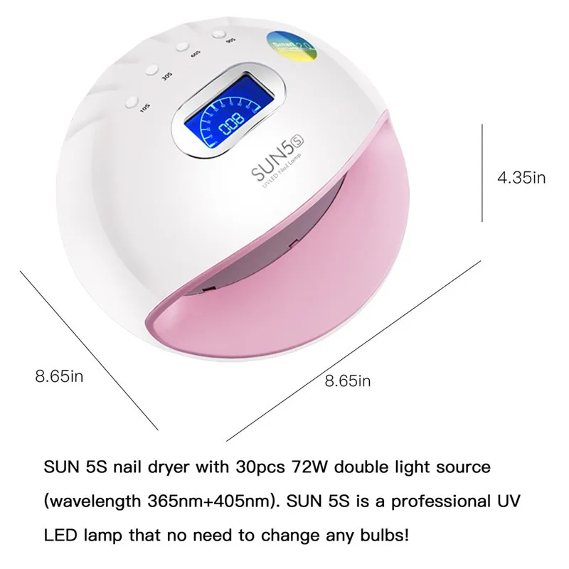72W nail phototherapy machine SUN5s dual light source nail lamp nail polish rubber baking lamp four-speed timing induction nail
72W nail phototherapy machine SUN5s dual light source nail lamp nail polish rubber baking lamp four-speed timing induction nail