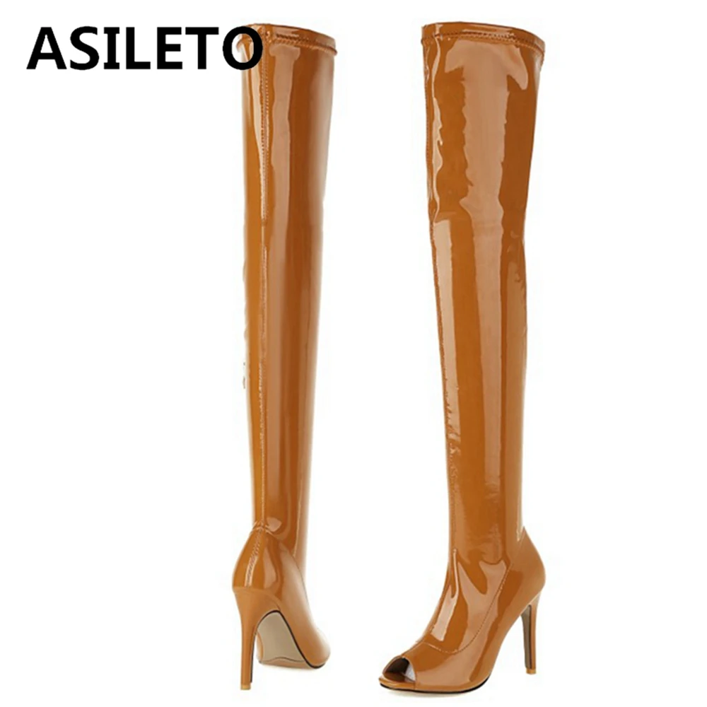 ASILETO Sexy Women Luxury Party Over Knee High Boots Patent Leather Zipper Peep Toe 12cm Stileeto Heel Plus Size 46 S2465
ASILETO Sexy Women Luxury Party Over Knee High Boots Patent Leather Zipper Peep Toe 12cm Stileeto Heel Plus Size 46 S2465