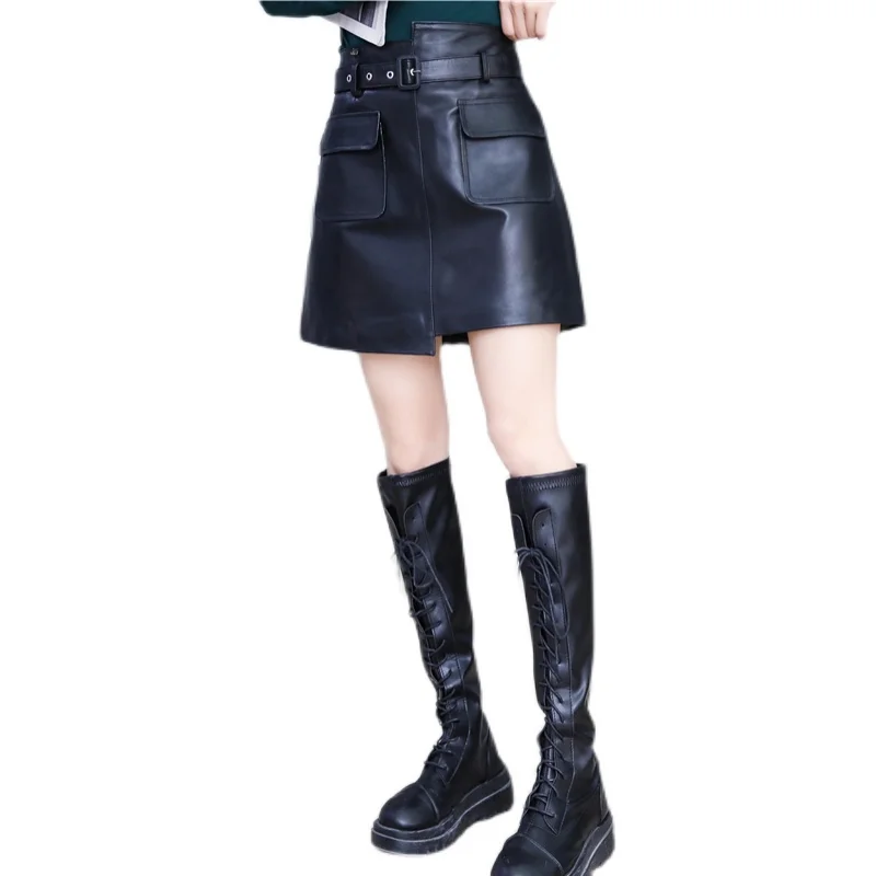 Spring A-Line Women Skirts Real Leather Sheepskin High Waist Mini Skirts Punk Office Lady Sashes Irregular Skirts Female M-3XL
Spring A-Line Women Skirts Real Leather Sheepskin High Waist Mini Skirts Punk Office Lady Sashes Irregular Skirts Female M-3XL