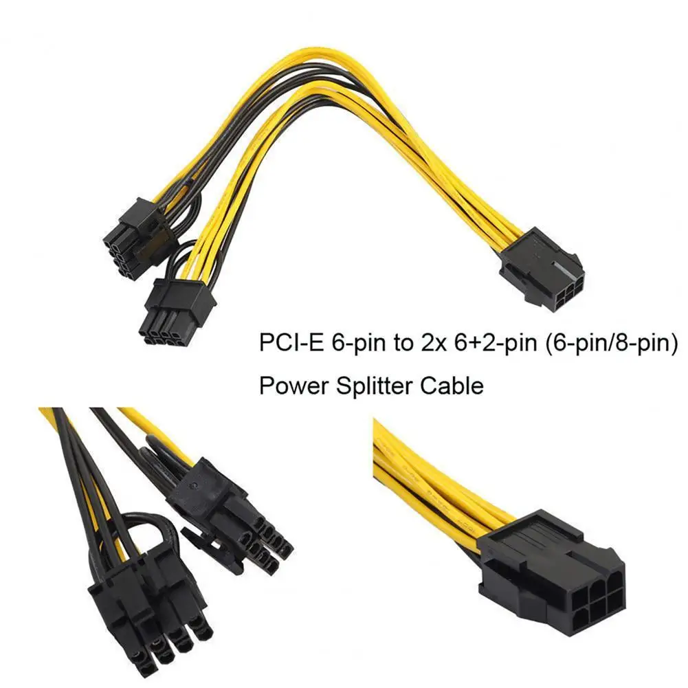 Pci-e 6-pin To 2x 8-pin Power Splitter Cable Gpu Graphics Card Pci Express 6power Extension Cable Extended Line Converter Cord 
Pci-e 6-pin To 2x 8-pin Power Splitter Cable Gpu Graphics Card Pci Express 6power Extension Cable Extended Line Converter Cord