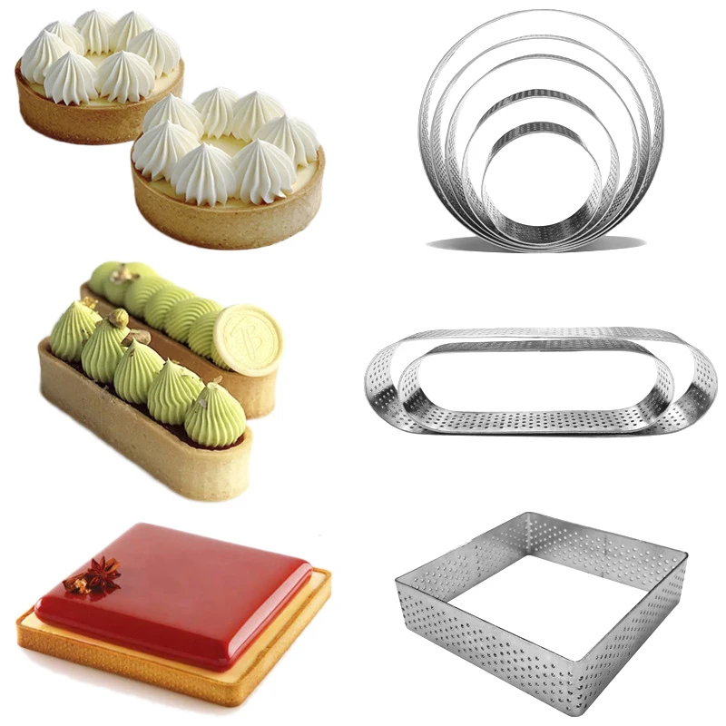 

Elliptic Stainless Steel Mousse Cake Making Molds Fruit Pie Cake Cookie Mould Pastry Pizza DIY Decoration Mould Bakeware Tools
