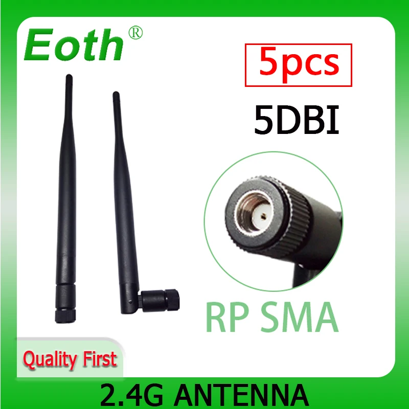 

EOTH 5 шт. 2,4g антенна 5dbi sma, гнездовая wlan Wi-Fi 2,4 ГГц антенна pbx iot модуль роутер tp link сигнальный приемник антенна с высоким коэффициентом усиления