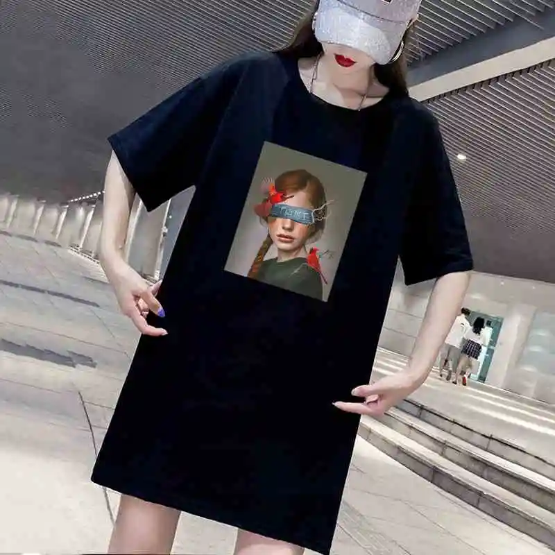 Vintage Girl Print Women Party Dress Casual Loose Short Sleeve Female Summer Plus Size T-shirt Dresses Simple Mini Vestidos
Vintage Girl Print Women Party Dress Casual Loose Short Sleeve Female Summer Plus Size T-shirt Dresses Simple Mini Vestidos